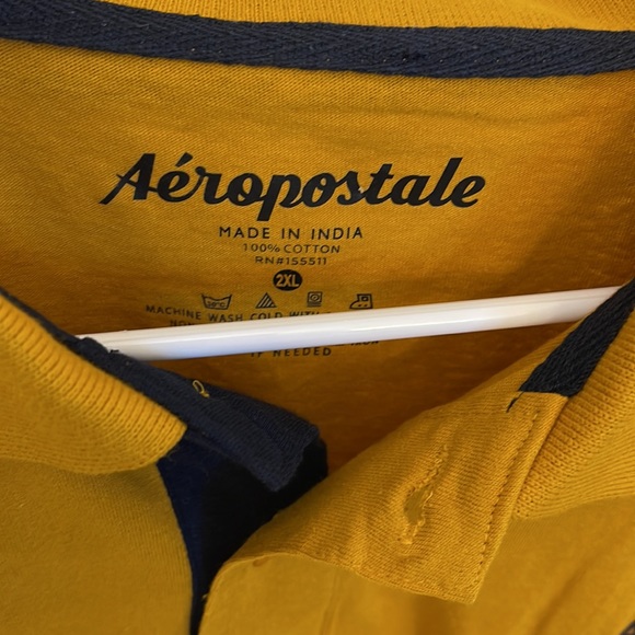 Aeropostale Men’s A87 Logo Polo Shirt Size 2XL Gold Short Sleeves NWT NEW A1 - Picture 2 of 6